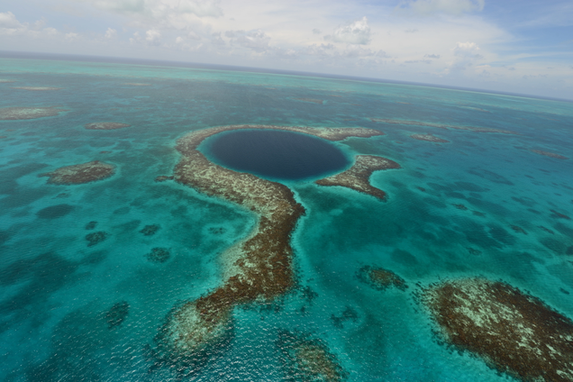 Aerial shot of the Belize Barrier Reef